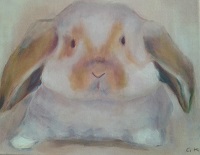 konijntje, acryl op doek, 28 x 34 cm